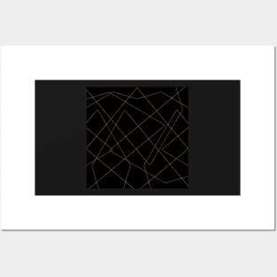 Gold Black line art Geometric Design Posters and Art